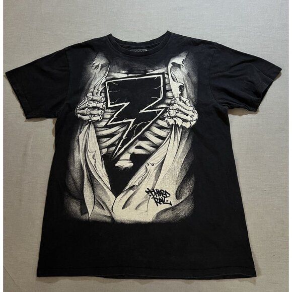 Third Rail Shirt Mens Large Black Skeleton Goth Grunge Short Sleeve Tee‎ - Picture 1 of 9